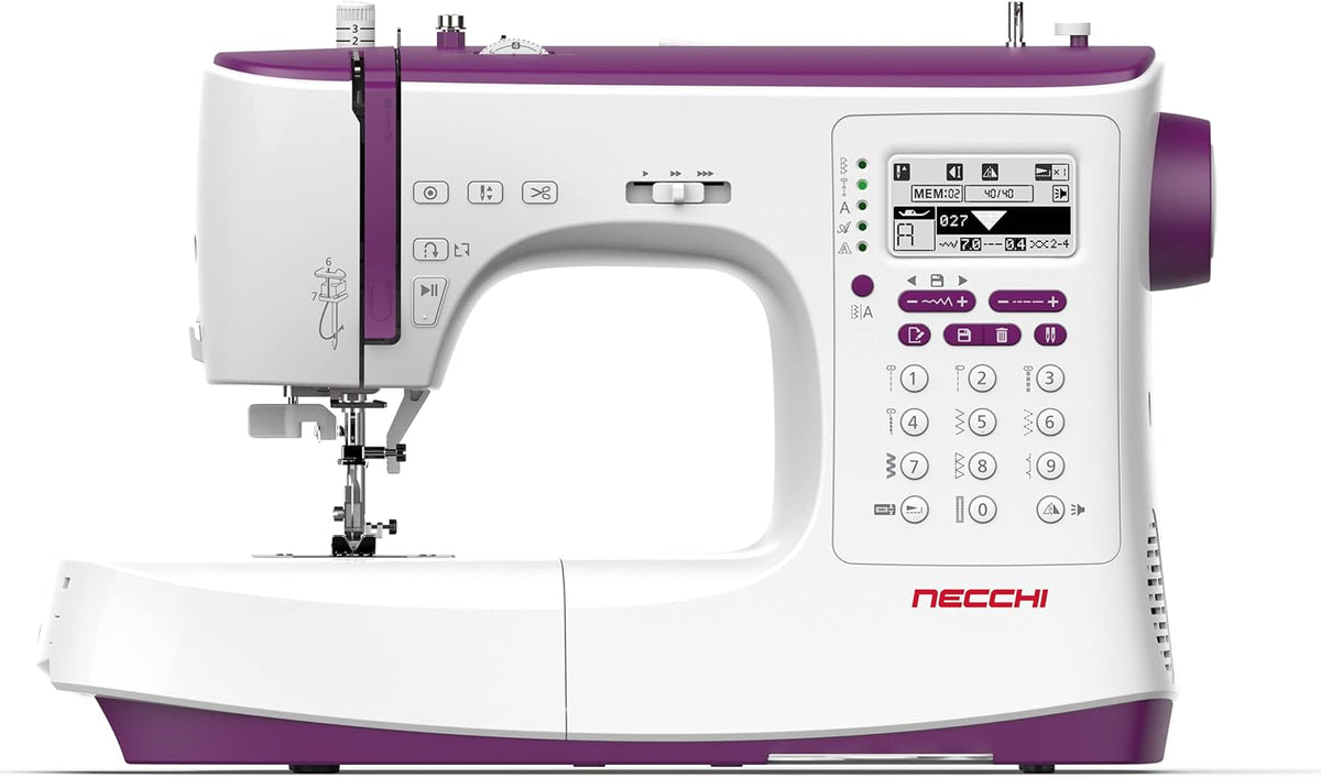 Necchi Overlock-Nähmaschinen, Violett, NC-204D Nähmaschine, Innenteil aus Aluminium-Druckguss, Gehäuse aus ABS