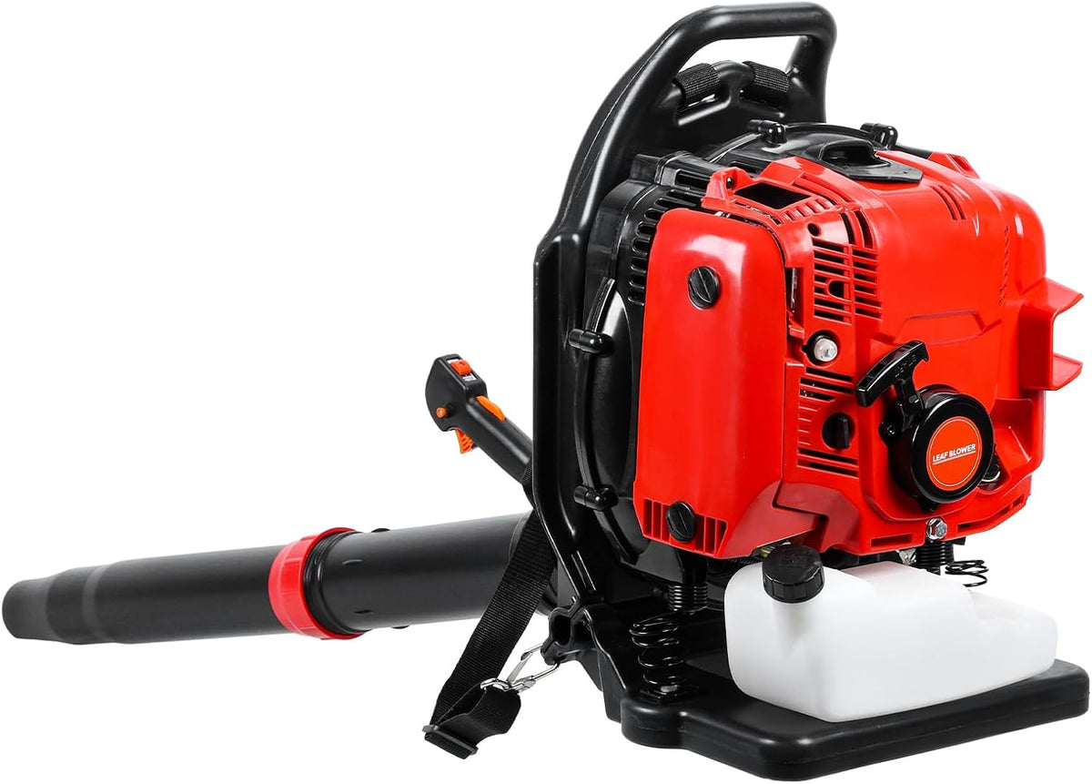 VioroKew Laubbläser, 3,7 kW/5 PS, 1,9 L, Metall, Kunststoff, Rot, Rucksack-Stil, ergonomisches Design, langes Blasrohr