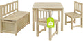 Bomi Kindersitz, Natur, gruppe Anna mit integrierter Spielzeugkiste, Kinderzimmer-Set inkl. Kindertisch mit 2 Stühlen &