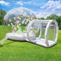 Afitdon Bett, 300 cm, Transparent/Weiß, Aufblasbares Blasenhaus mit Trampolin, Aufblasbares Bubble House Dome mit Gebläse & Pumpe