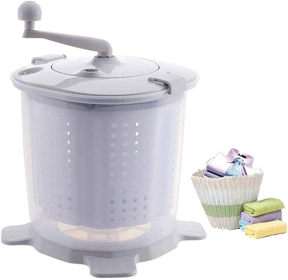Waschmaschine, ABS, grau, Mini-Handkurbel- n-Dehydrator, kleine halbautomatische, kompakter Schleudertrockner, geeignet für Camping-Schlafsäle