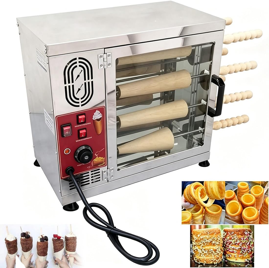 Gewerblicher Backofen, 55 × 29,5 × 54 cm, 3200 W, Edelstahl, Schwarz/Silber