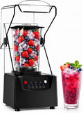 SHUMIAO Standmixer, 2200 W, Schwarz, Gewerbe, 17.000 U/min, 70 Oz, Schallschutzhaube