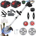 YUTVCZO Rasentrimmer, 4.0 Ah, 750 W, 21 V, grau, Akku für Makita Akkus, 5 in 1 mit Akku und Unkrautbürste, Freischneider Akku