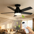 OZEANOS Deckenventilator, 44 Zoll, 112 cm, Schwarz, OZENAOS mit Beleuchtung , Leiser DC Motor Ventilator Deckenlampe mit Fernbedienung