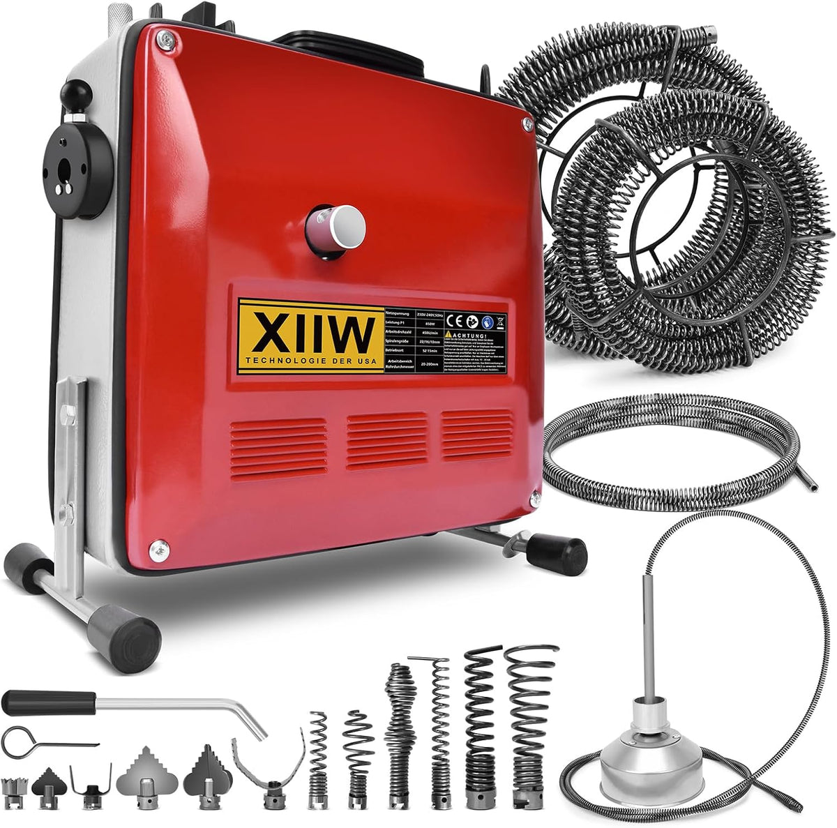 XIIW XIIW XRM-850 W | Netzspannung: 230 V-240 V, 50Hz | Gewicht: ca. 27 kg. Rohrreinigungswellen, 200 mm, Schwarz