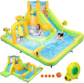 Bonnlo Hüpfburgen, Gelb/Grün, hüpfburg Indoor/Outdoor, hüpfburg mit Gebläse und Troken-/Wasserrutsche