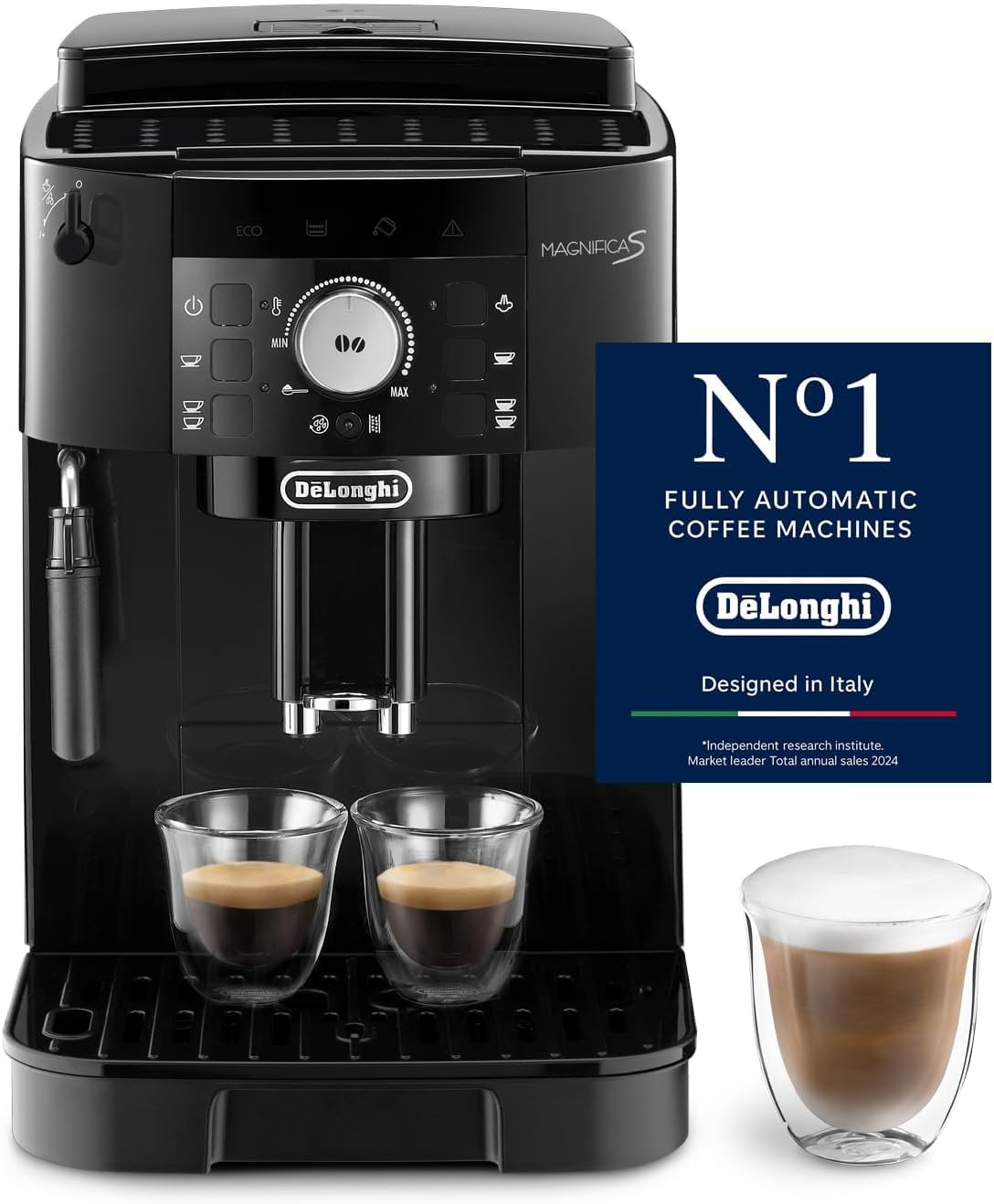 De'Longhi Kaffeevollautomat, Schwarz, Magnifica S - Perfetto mit klassischem Milchaufschäumer, Espresso- und Cappuccino Kaffeemaschine