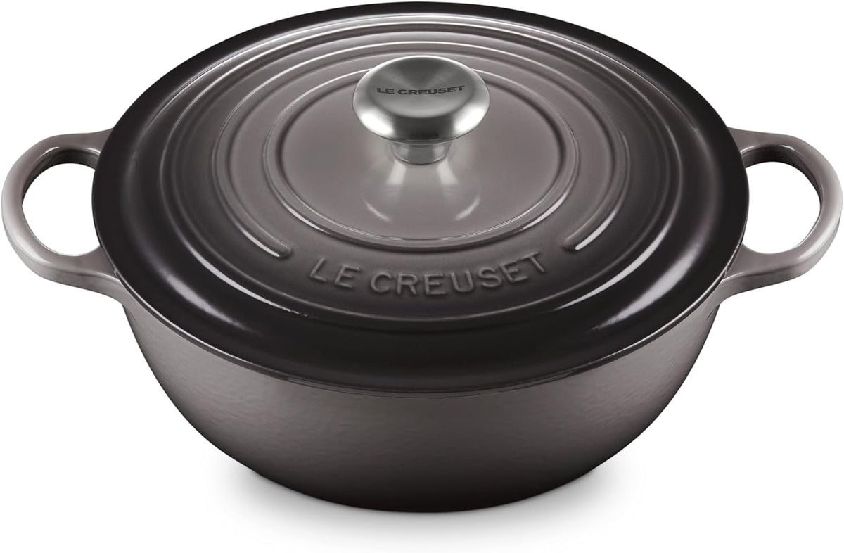 LE CREUSET Backofen, 4,255 kg, 26 cm, 4,1 l, Grau, Signature La Marmite aus Gusseisen, Für alle Herdarten und Induktion geeignet