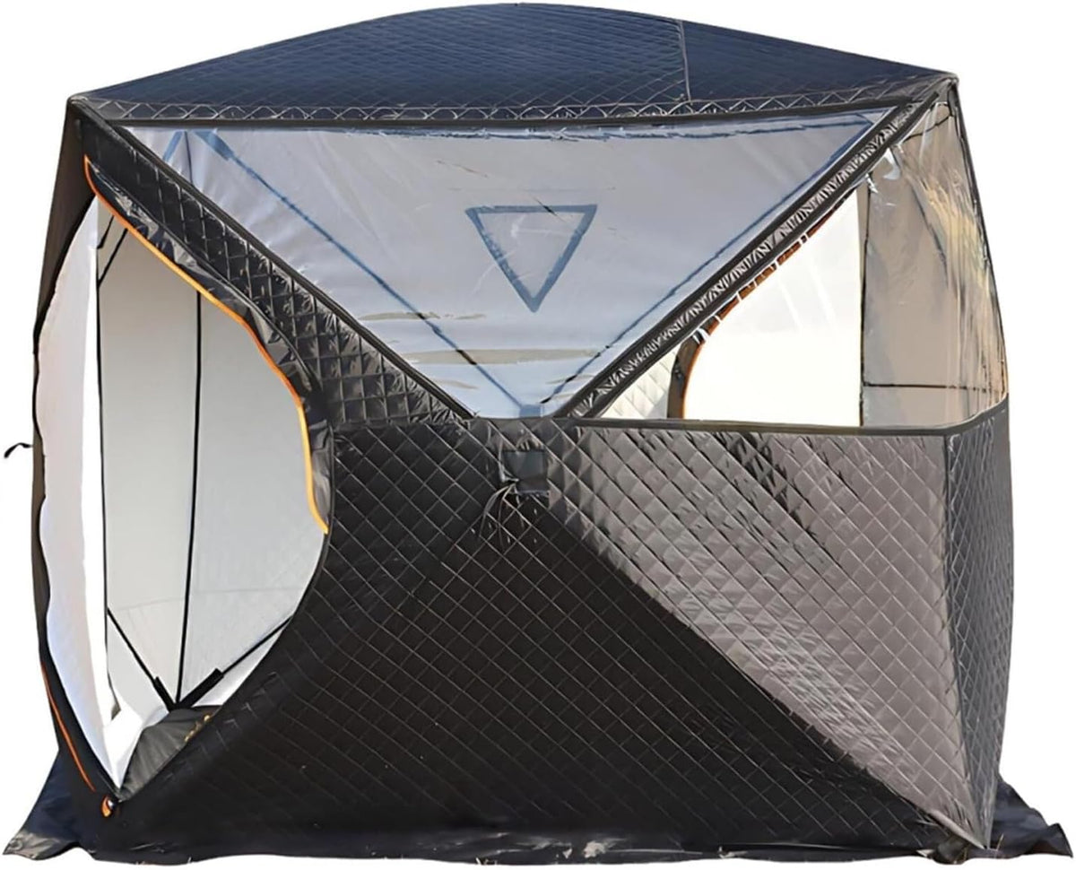 Outdoor Kaminofen, Schwarz/Grau, Saunazelt für 4 Personen - Isoliert mit Ofenloch für Garten