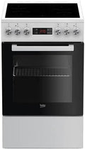 Beko Herd, Weiß/Schwarz, FSM 57300 GW Elektro mit Glas und Keramik, Freistehend, Rost, 4 Heizelemente, Versiegelt