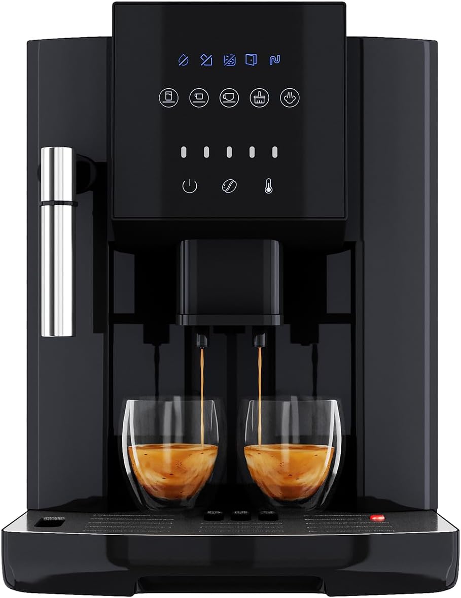Profi Cook Kaffeevollautomat, Schwarz/Silber, mit Milchaufschäumdüse für Cappuccino
