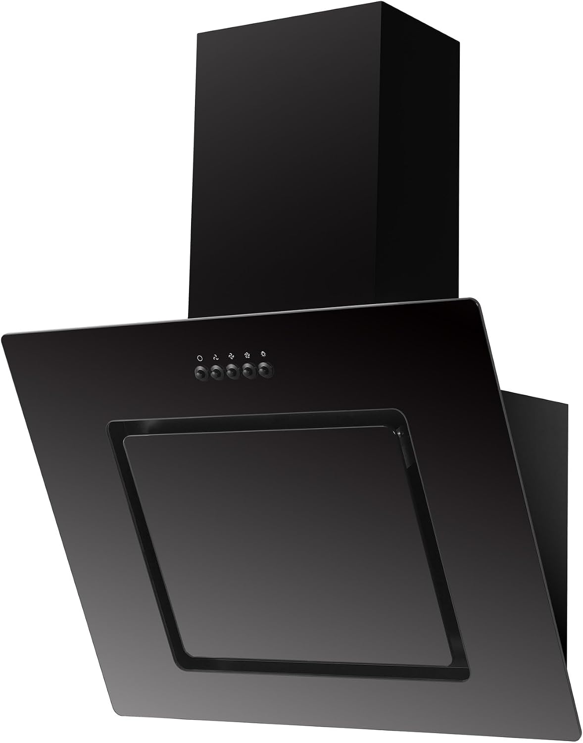 respekta Dunstabzugshaube, 60 cm, 62 dB, Schwarz, kopffrei / schräg / Metallgehäuse mit Glasschirm in /
