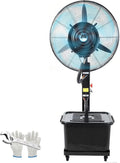 QUSYZD Ventilator, 750 mm, 750 mm, Weiß, Tragbarer Stand mit 90°-Oszillation und Wassersprühfunktion, Terrassen