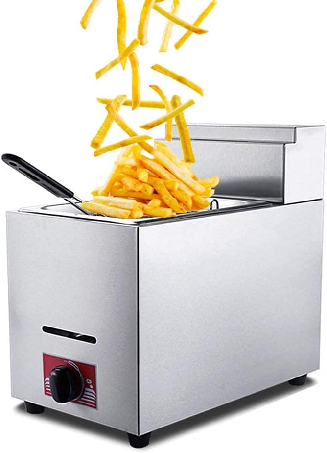 Fritteusenkorb Heißluftfritteuse, 6 L, Edelstahl, Silber, Gasfritteuse mit großem Fassungsvermögen