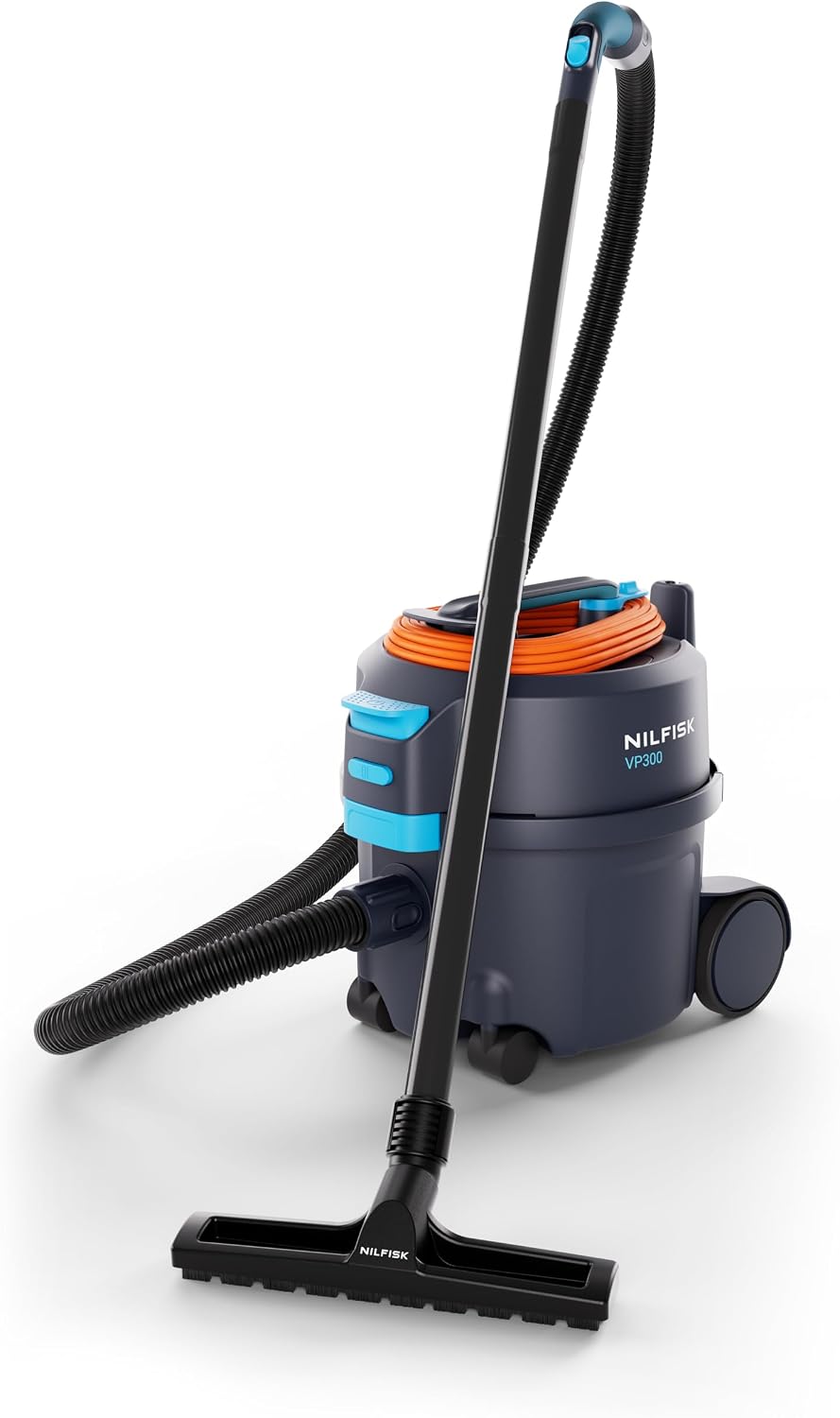 Nilfisk Staubsauger, 398 x 340 x 395 cm, 4,5 kg, 10 L, Dunkelblau/Orange/Schwarz