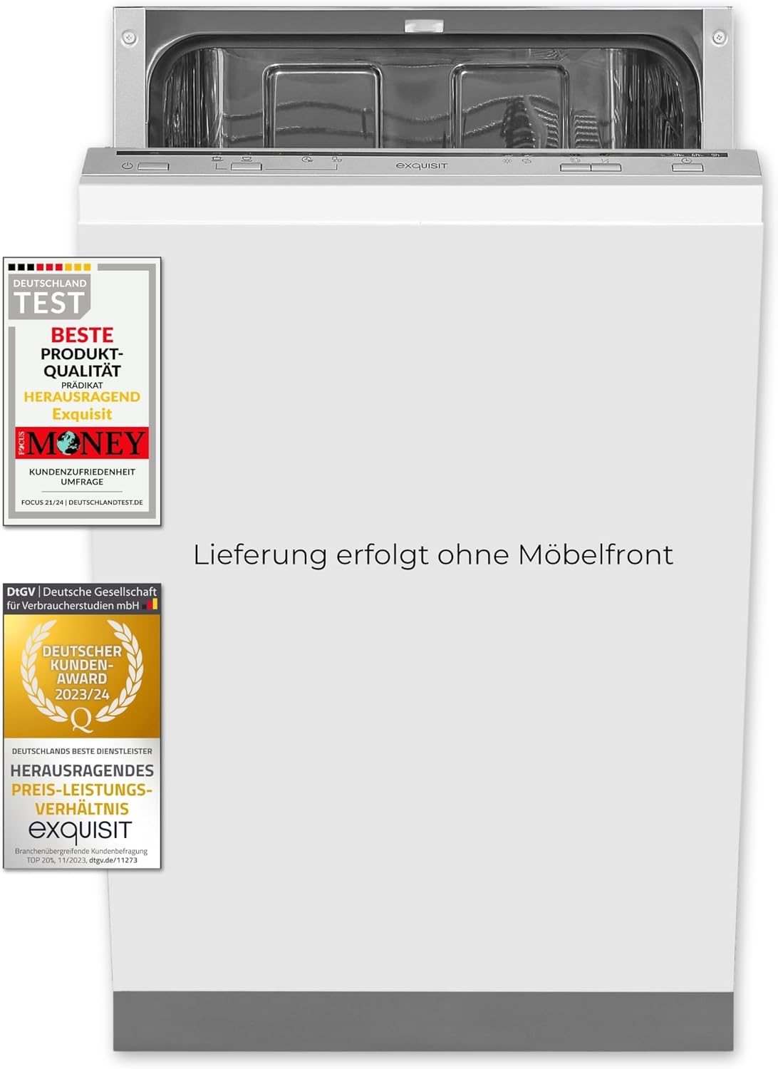 Exquisit Geschirrspüler, silber, Einbau EGSP1009-E-030E