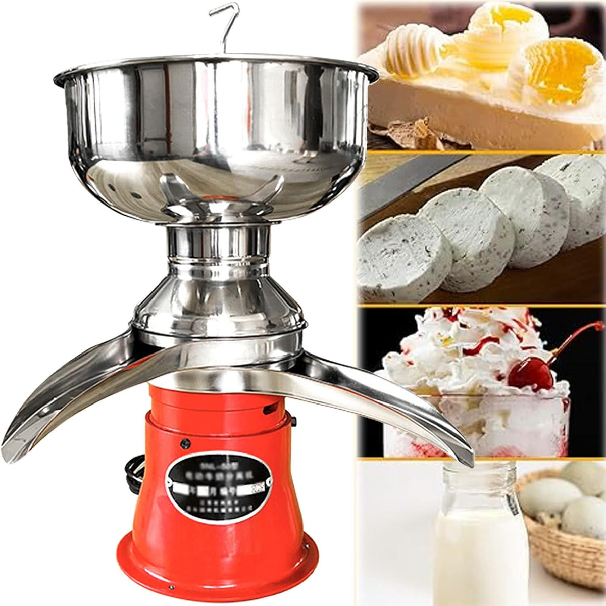 Milchaufschäumer, 180 W, Rot/Creme, elektrischer Frischmilch-Sahne-Separator, Zentrifuge, Käsehersteller, Ziegenmilch-Separator