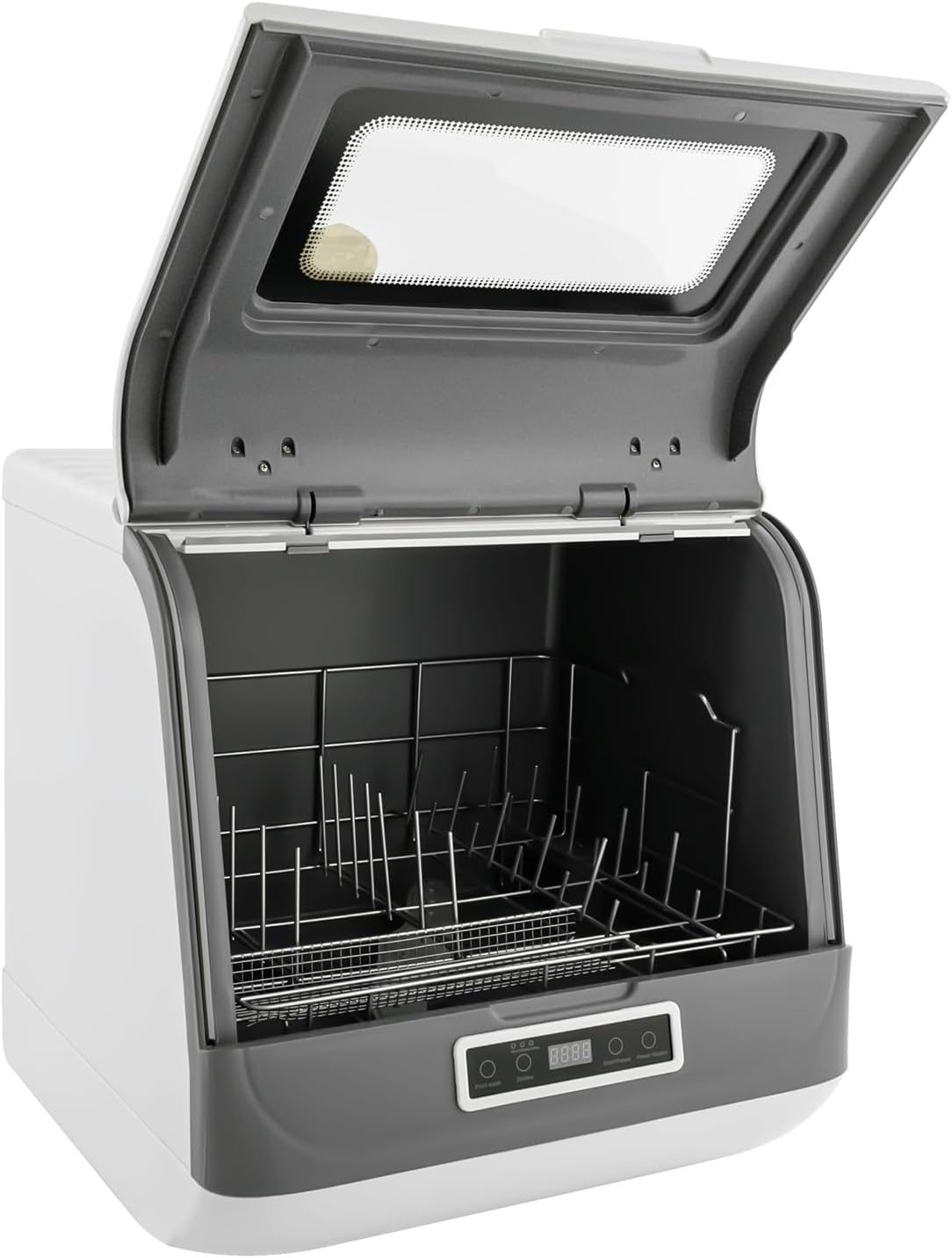 Tischgeschirrspüler, 800 W, 5 L, PP, ABS, Edelstahl, Weiß, Mini Geschirrspüler mit Touch-Control & Wassertank, Tischspülmaschine mit Wasseranschluss
