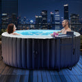 ZIKEBTUY Badewannen mit Sprudelfunktion, 180x180x63.5 cm, Schwarz/Weiß, Whirlpool Outdoor Aufblasbar mit Licht 2-4 Personen Hot Tub