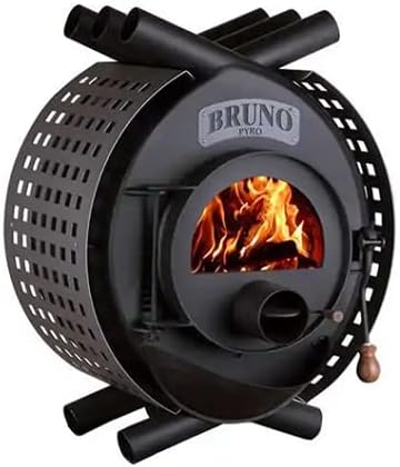 BRUNO Kaminofen, 13 kW, Schwarz, Werkstattofen Pyro I