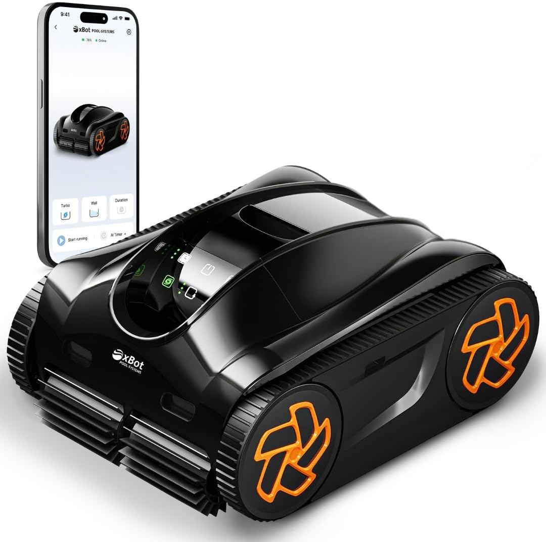 POOLSYSTEMS Poolroboter, Schwarz, Akku Xbot (2026) mit KI-Navigation & Touchscreen, 5 Jahre Gewährleistung, CleanPath AI 3D-Wegplanung