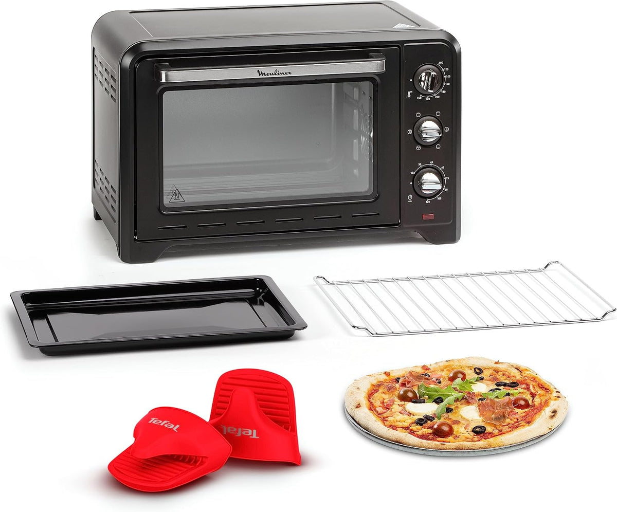Moulinex Backofen, 33 l, schwarz, Stand, Umluft, Spitzenkonvektion, 6 Kochmodi, regelbarer Thermostat bis 240 °C