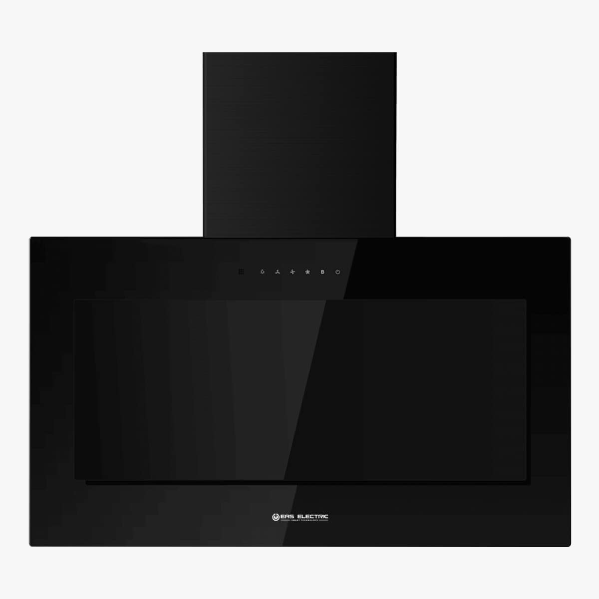 EAS ELECTRIC Dunstabzugshaube, 90 cm, Schwarz, EMRH908VRT-N Deko-Glocke, Glas