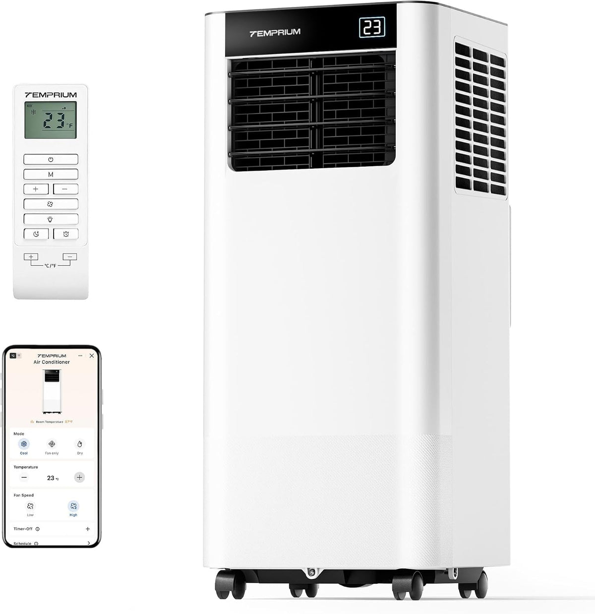 Mobiles Klimagerät, 2,0Kw, Weiß, Mobile Klimaanlage 7000BTU mit Abluftschlauch