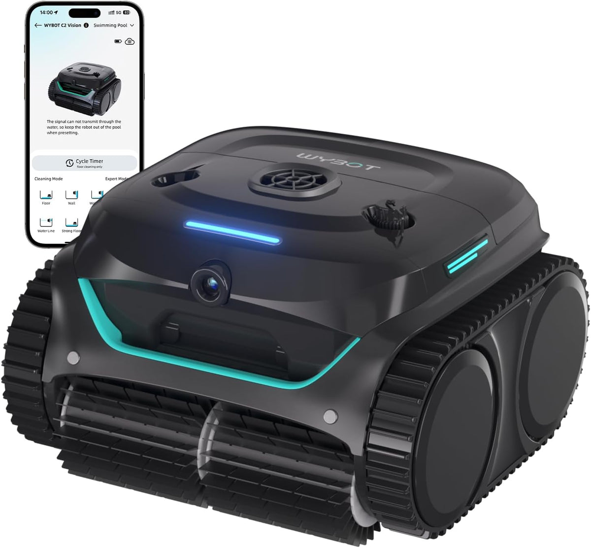 WYBOT Poolroboter, schwarz, (2025 Neues Modell) C2 Vision-A Kabelloser Akku mit, 8 Modi, starker Saugkraft, Dual-Filter