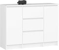 AKORD Sideboard, 16 mm, Natur, Kommode K100 mit 3 Schubladen, Schrank mit 2 Tür 4 Regalböden, Für das Wohnzimmer Schlafzimmer