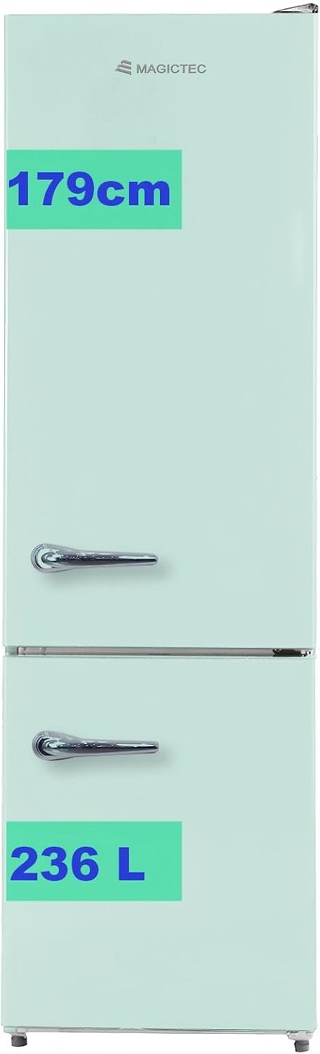 【】 Kühlschrank, 179 cm, 236 L, 168 L, Weiß, Retro Mit Gefrierfach Vintage, 【Total No Frost Plus 】, ( /68 L Gefrierfach )