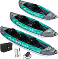 Aqua Marina Aufblasbare Kajaks, 380 x 90 cm, Grau, Kajak aufblasbar im Set für 2, 3 Personen Laxo-380 2022 12'6' Paddelboot Kanu mit Paddel