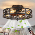 TRUYOK Deckenventilator, Schwarz/Braun, E27 Mit Lampe Und Fernbedienung Leise Ventilator
