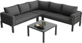 kowdom Beistelltisch, 10 cm, Grau, Gartenmöbel Set Ecksofa für 4-5 Personen mit & Sitzkissen, Balkon und Garten