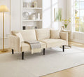 Sofa sogesfurniture, Beige, 2-in-1 Verstellbares Schlaf mit Schlaffunktion, 2 Sitzer, Polster mit Samtbezug, klappbaren Armlehnen
