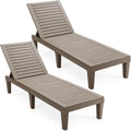 COSTWAY Liegen, 180 kg, Taupe, 2er Set Sonnenliege Kunststoff wetterfest, Gartenliege mit Verstellbarer Rückenlehne