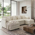 Sofa Urhanherry, Beige, U-Form Cloud, Modulares Sektions 6-Sitzer mit 2 Ottomanen, Modernes mit Dekokissen/Armlehnen