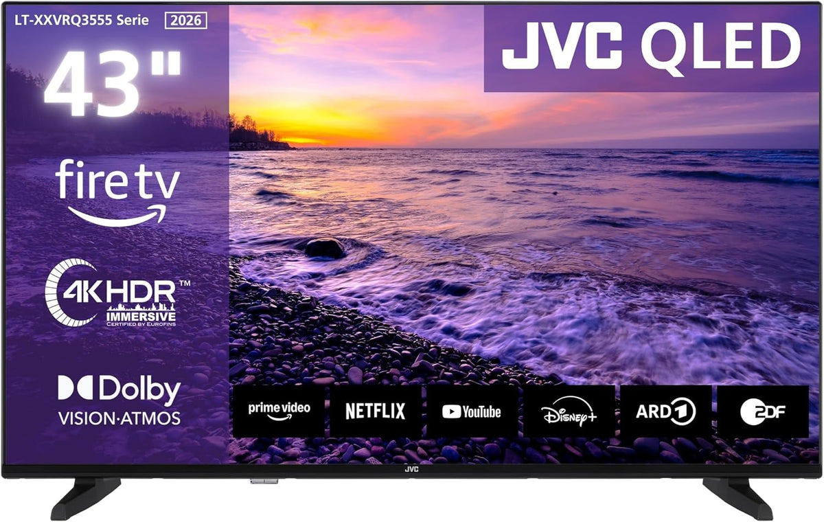 JVC Fernseher, 43 Zoll, Schwarz, Smart TV, LT-43VRQ3555 QLED Fire TV 4K UHD Auflösung Smart TV