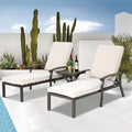 Villeston Liegen, Beige, Sonnenliege 3 Set, Gartenliege Wetterfest mit Auflage, Oversize Liegestuhl 2 Personen