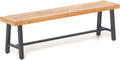 COSTWAY Sitzbank, 160 x 32 x 45 cm, 360 kg, Holzoptik/Grau, Gartenbank wetterfest, 3-Sitzer ohne Rückenlehne, Parkbank aus Akazienholz und Metall