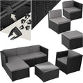 tectake Sofa, Pulverbeschichteter Stahl, Polyethylen, Polyester, Glas, schwarz