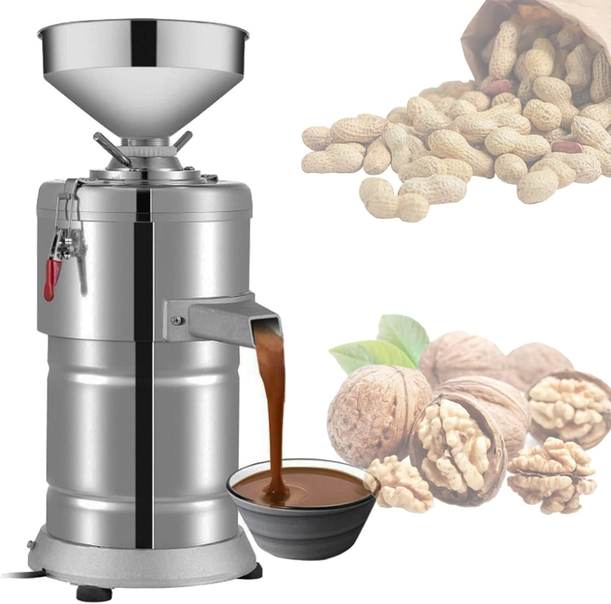 Quixnova Milchaufschäumer, 1100 W, 15 kg, Kupfer/Walnuss, Elektrische Erdnussbutter- und Walnuss-Mahlmaschine ( /h)