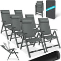 KESSER Esszimmerstuhl, Anthrazit, Gartenstuhl Hochlehner mit Armlehnen 6er Set Aluminium