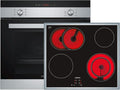 Siemens Backofen, Schwarz/Silber, EQ112EA01Z Set Edelstahl HB113FBS1 + Glaskeramik Kochfeld