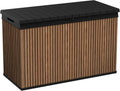 Koll Living Auflagenboxen, 662 Liter - mit zwei Gasdruckfedern für ein samftes Öffnen & Schließen des Deckels-, 300 KG, Schwarz/Braun