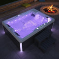 Supply24 since 2004 Audiogerät, 210x150 cm, Weiß/Schwarz, Luxus Outdoor Whirlpool Hot Tub Etna, Weiß, 36 Massagedüsen