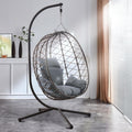 Hängesessel RAMROXX, Schwarz/Grau, Luxus NEW XXL Gestell Schwarz mit Korb und Relaxkissen Grau