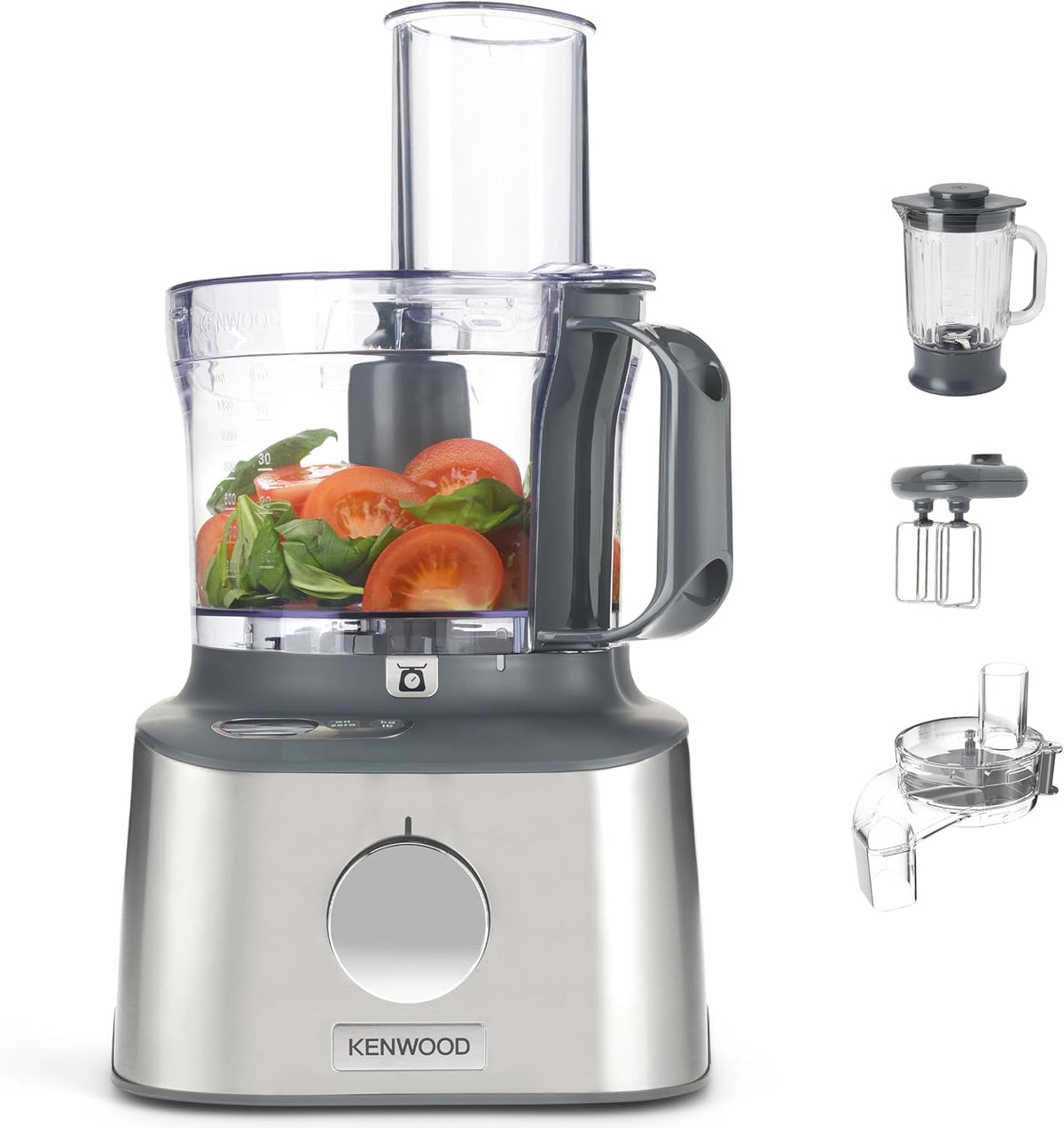 Kenwood Universalküchenmaschinen, 2,1 l, 800 W, silber, Multipro Compact FDM315SS Kompakt-Küchenmaschine, Waage integriert