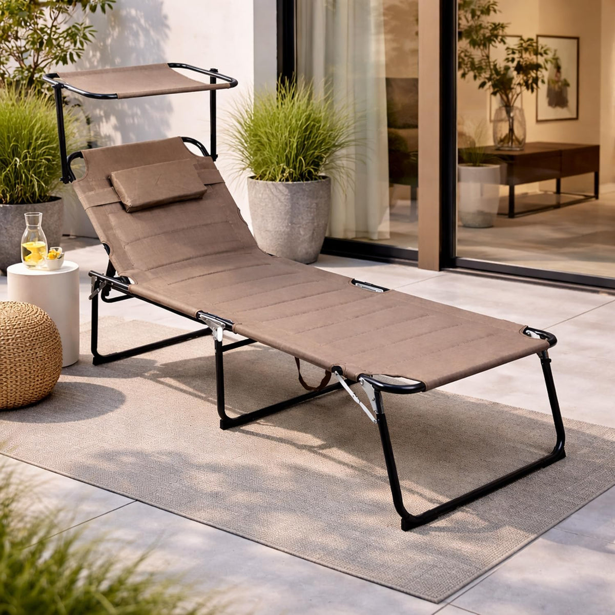 Mojawo Liegen, 150 kg, 95 cm, Schwarz, XXL Gartenliege Sonnenliege Relaxliege Liege Aluminium